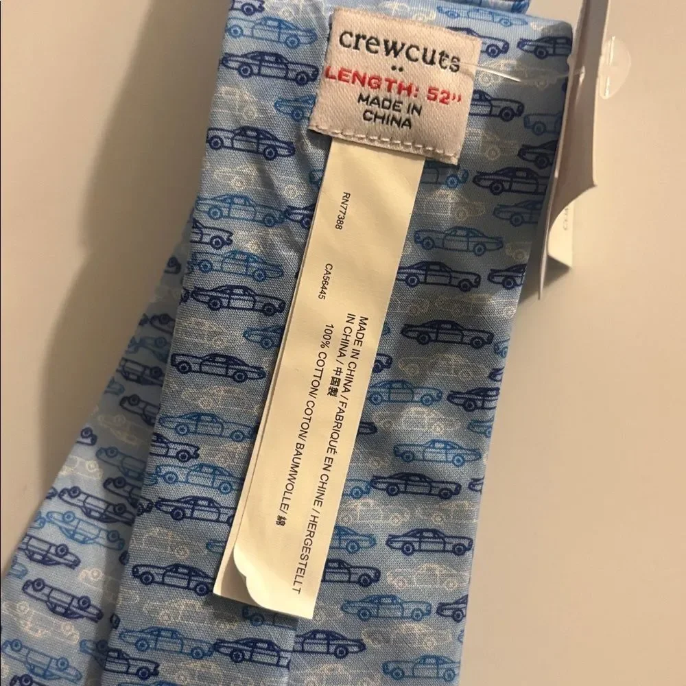 J. Crew Cotton Boys' Race Car Tie New With Tags ~ Size 52” ( length)